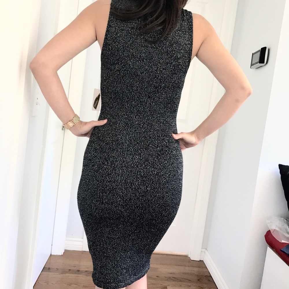 Forever 21 bodycon midi dress black silver - Picture 3 of 5